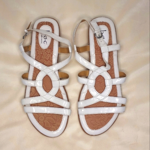 B.o.c. White Woven Strappy Bohemian Coastal Comfy Slingback Flat Sandals Sz 10 - Picture 1 of 6